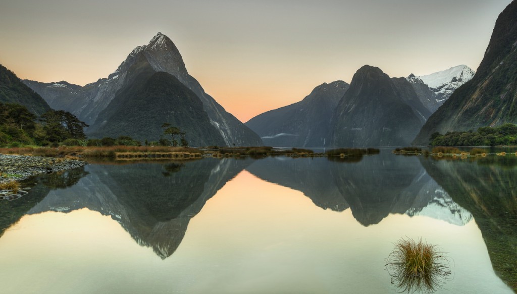 Morning glow in Milford Sound
