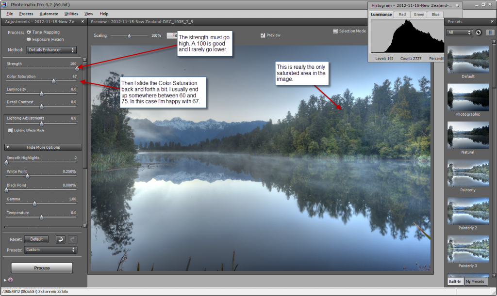 Photomatix default settings - step 2