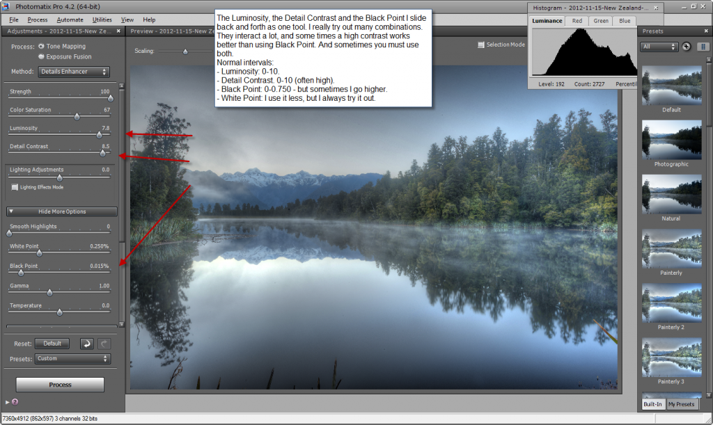 Photomatix default settings - step 3