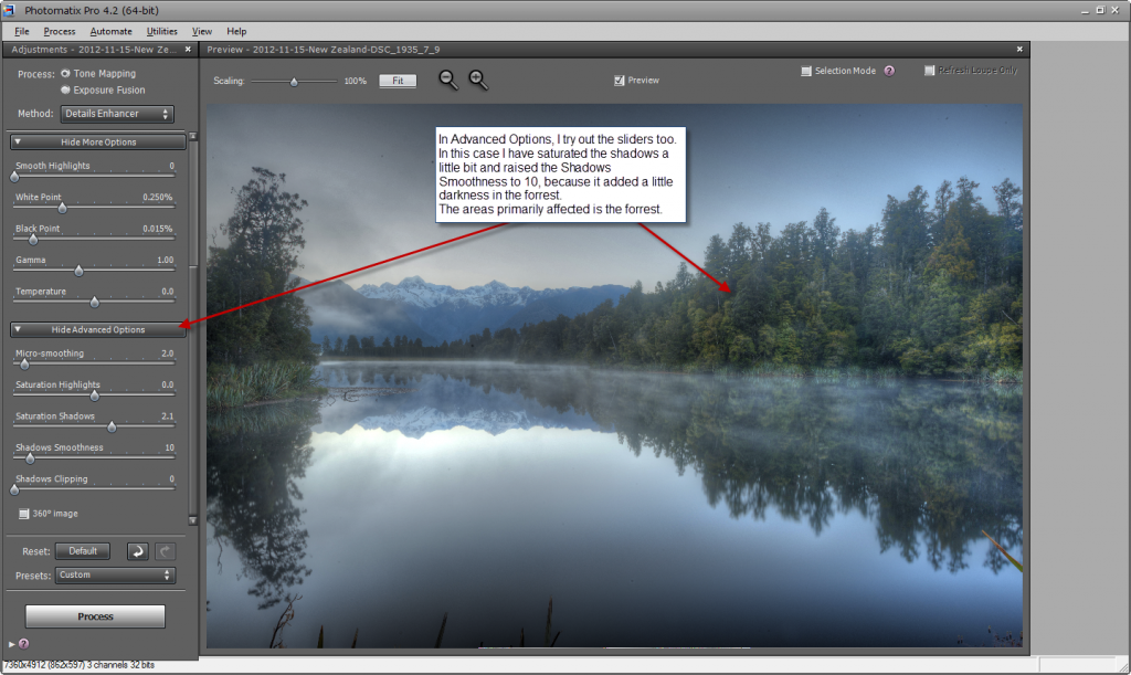 Photomatix default settings - step 6