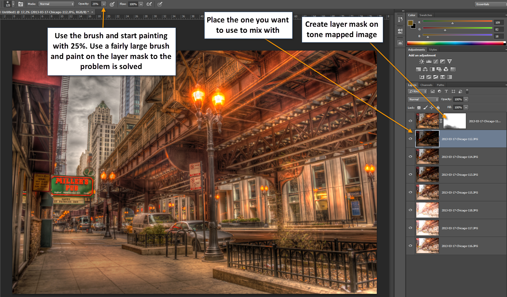 Chicago - Fixing double tone mapped in Photoshop