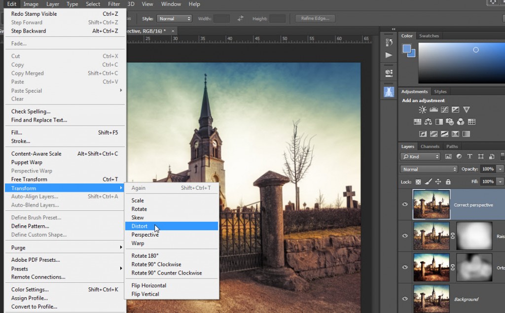 Swedish church Photoshop Correct perspective