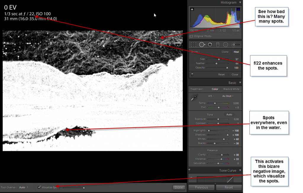 Lightroom step 3 - Visualize Spots overview